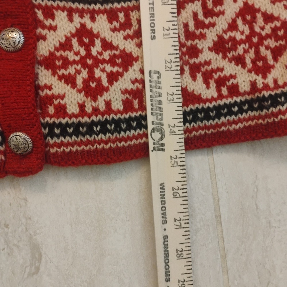 Vintage LL Bean Women Medium Button Up Cardigan Sweater Wool Holiday USA Made - Picture 9 of 14